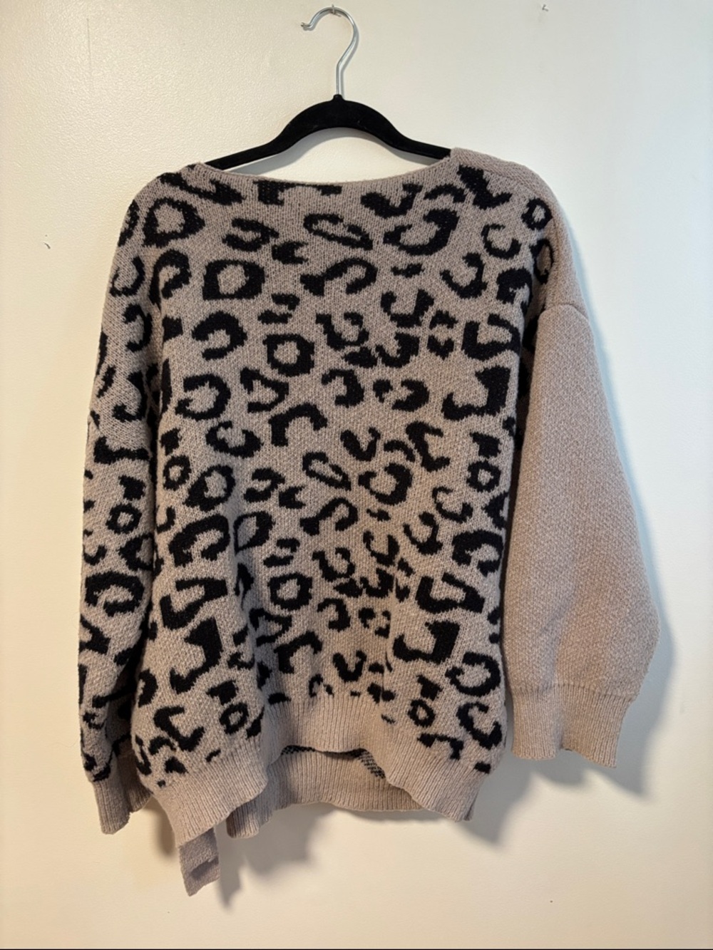 SHEIN Beige and Black Leopard Wrap Cardigan with Side Tie - Picture 5 of 5